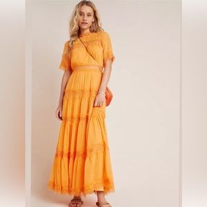 NWT Anthropologie Cipriana Tiered Lace Maxi Dress